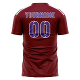 Custom Crimson Red Light Purple Soccer Jersey