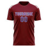 Custom Crimson Red Light Purple Soccer Jersey