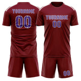 Custom Crimson Red Light Purple Soccer Set