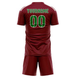 Custom Crimson Red Emerald Green Soccer Set