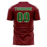 Custom Crimson Red Emerald Green Soccer Jersey