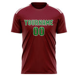 Custom Crimson Red Emerald Green Soccer Jersey