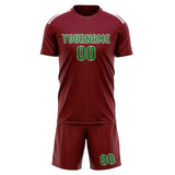 Custom Crimson Red Emerald Green Soccer Set