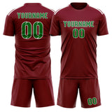 Custom Crimson Red Emerald Green Soccer Set