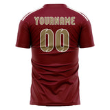 Custom Crimson Red Light Khaki Soccer Jersey