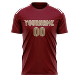 Custom Crimson Red Light Khaki Soccer Jersey