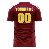 Custom Crimson Red Light Yellow Soccer Jersey