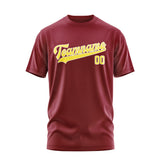 Custom Crimson Red Light Yellow T-Shirt