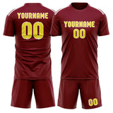 Custom Crimson Red Light Yellow Soccer Set
