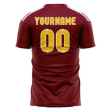 Custom Crimson Red Gold Soccer Jersey