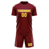 Custom Crimson Red Gold Soccer Set