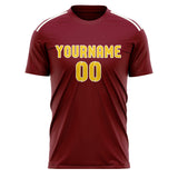 Custom Crimson Red Gold Soccer Jersey
