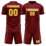 Custom Crimson Red Gold Soccer Set