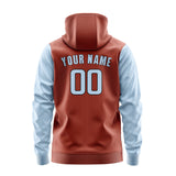 Custom Coral Red Light Blue Hoodie 1616080816B31708