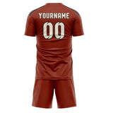 Custom Coral Red Cream Soccer Set