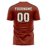 Custom Coral Red Cream Soccer Jersey