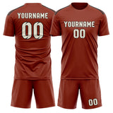 Custom Coral Red Cream Soccer Set