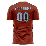 Custom Coral Red Light Blue Soccer Jersey
