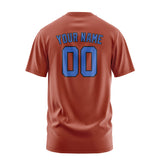 Custom Coral Red Sky Blue T-Shirt