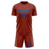 Custom Coral Red Sky Blue Soccer Set