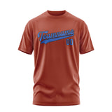 Custom Coral Red Sky Blue T-Shirt