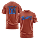 Custom Coral Red Sky Blue T-Shirt