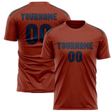 Custom Coral Red Blue Soccer Jersey
