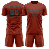 Custom Coral Red Dark Grey Soccer Set