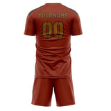 Custom Coral Red Khaki Soccer Set