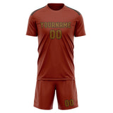 Custom Coral Red Khaki Soccer Set