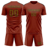 Custom Coral Red Khaki Soccer Set
