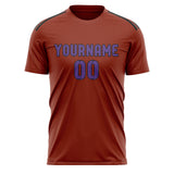 Custom Coral Red Light Purple Soccer Jersey