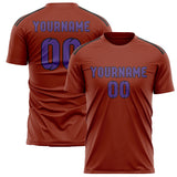 Custom Coral Red Light Purple Soccer Jersey