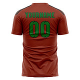 Custom Coral Red Emerald Green Soccer Jersey