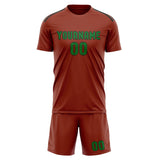 Custom Coral Red Emerald Green Soccer Set