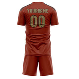 Custom Coral Red Light Khaki Soccer Set