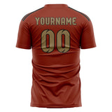 Custom Coral Red Light Khaki Soccer Jersey
