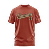 Custom Coral Red Light Khaki T-Shirt