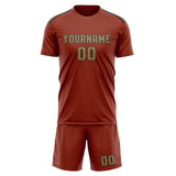 Custom Coral Red Light Khaki Soccer Set