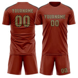 Custom Coral Red Light Khaki Soccer Set