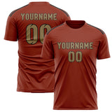 Custom Coral Red Light Khaki Soccer Jersey