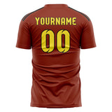 Custom Coral Red Light Yellow Soccer Jersey