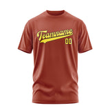 Custom Coral Red Light Yellow T-Shirt