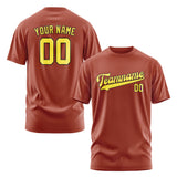 Custom Coral Red Light Yellow T-Shirt