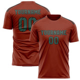 Custom Coral Red Blue Green Soccer Jersey