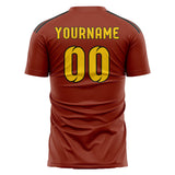 Custom Coral Red Gold Soccer Jersey