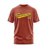 Custom Coral Red Gold T-Shirt