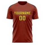 Custom Coral Red Gold Soccer Jersey