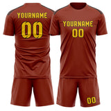 Custom Coral Red Gold Soccer Set