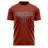 Custom Coral Red Brown Soccer Jersey